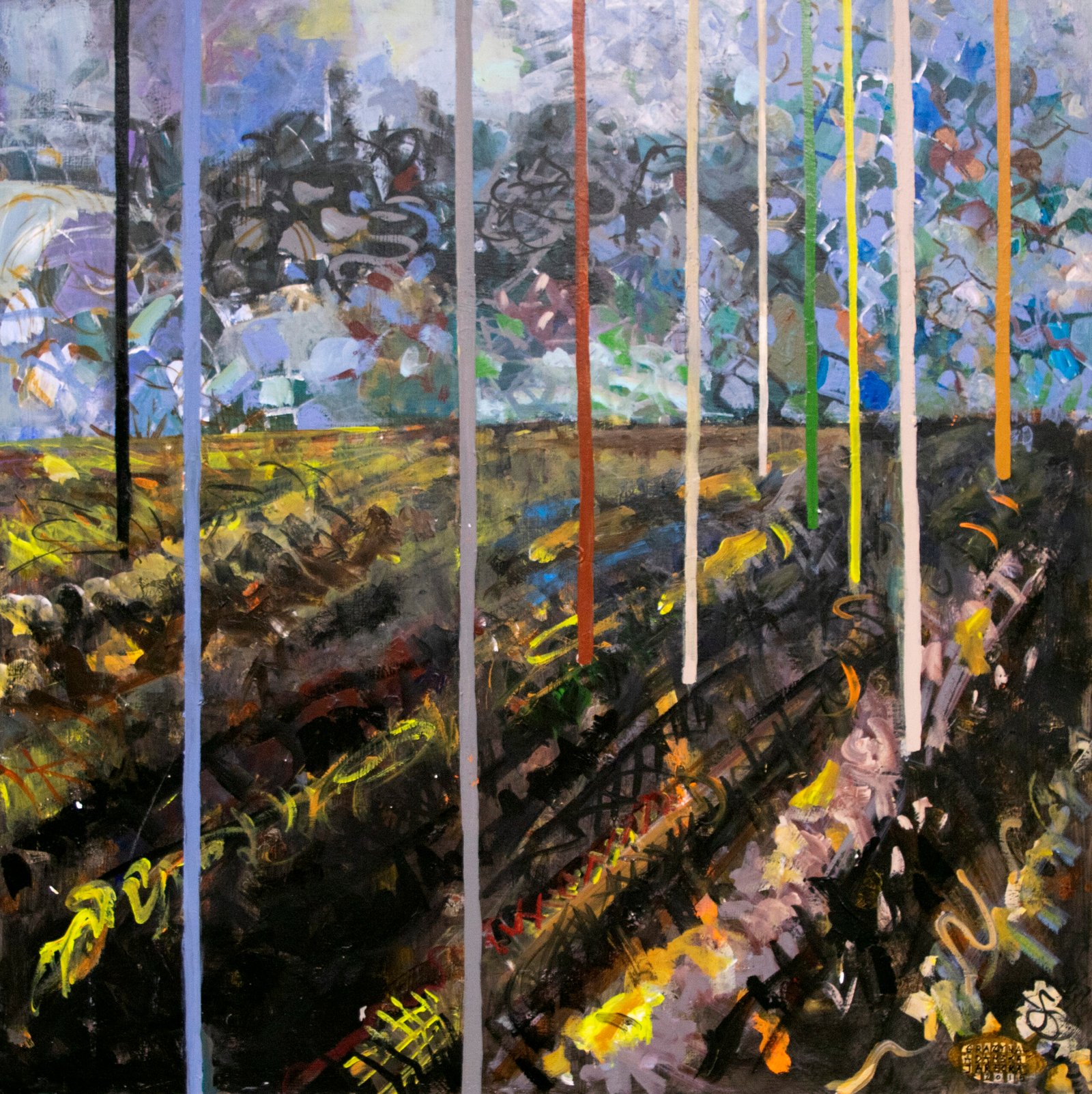 Adamska_Grazyna_Assemblage_acrylic on wooden panel_ 23 x 23 inches_ $1650 - Grazyna Adamska-Jarecka